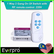 1 Way 2 Gang On Of Switch with  RF remote control  220V