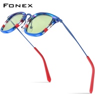 FONEX Acetate แว่นกันแดดไทเทเนียมโพลาไรซ์ผู้ชาย2024แบบเรียบง่ายแฟชั่นรุ่นใหม่ UV400สี่เหลี่ยมสีสันสดใสแว่นตากันแดดผู้หญิงเฉดสี F85791T