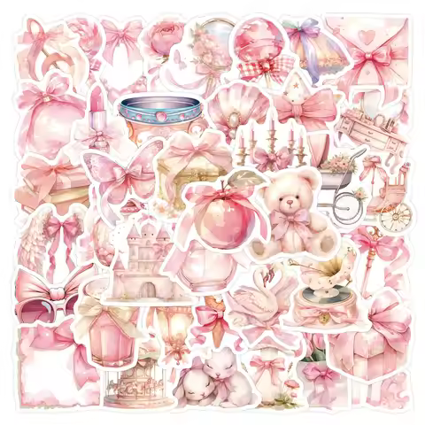 60Pcs Cute Pink Girls Stickers Coquette Decals For Phone Notebook Suitcase Skateboard Guitar DIY Wat