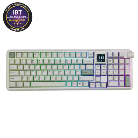 EPOMAKER RT100 PRO Full Sized ANSI US Layout Tri-mode Wireless Mechanical Gaming Keyboard with 5000m