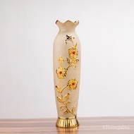 60 Floor Ceramic Vase European Vase Ornaments Large Living Room TV Cabinet Entrance Golden Flower Arrangement
