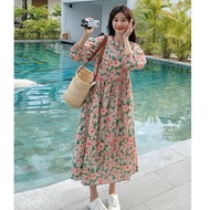 Maozhuxia Phụ nữ mùa hè váy hoa phong cách bohemian vừa rộng chân váy dài