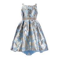 Rare Editions kids girl dress elegant sleeveless skirt light blue gold foil mikado dress~ size 2T-16