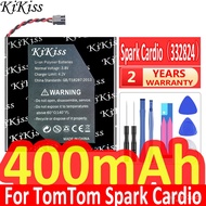 400mAh KiKiss Powerful Baery 332824 For TomTom Spark io   Mic/TomTom Spark 3 io GPS Watch Acumulator 2-wire Plug