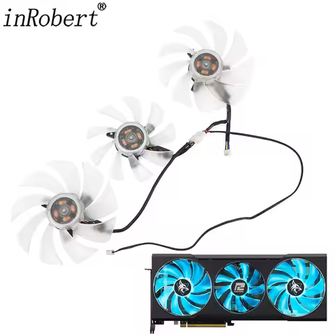 New LED 95MM Cooler Fan Replacement For PowerColor Hellhound Spectral White AMD Radeon RX 6700 XT 12