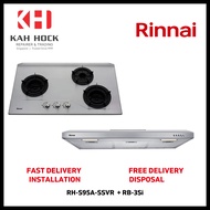 RINNAI RH-S95A-SSVR SLIMLINE HOOD + RB-3Si INNER BURNER BUILT-IN STAINLESS STEEL HOB BUNDLE