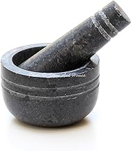 Stones And Homes Indian Black Mortar and Pestle Set 3 Inch Granite Pill Crusher Herbs Spice Grinder for Kitchen and Home Small Bowl Polished Round Spices Masher Stone Grinder - (7.6x5.4x3.4 cm)