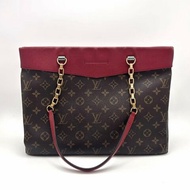 LV PALLAS經典老花拼紅色肩背包34*26*12.5 98新配件塵袋