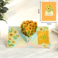 Handmade 3D Flower Bouquet Card Valentines Day Pop-Up Card 3D Pop-up Card Handmade Flower Card3D手工花束