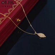 OYJR Gold Leaf Necklace for Women Kwintas for Girl Non Tarnish Stainless Pendant Gold Chain Jewelry 