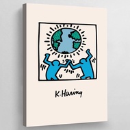 โปสเตอร์ศิลปะป๊อป Keith Haring World ภาพวาดผ้าใบติดผนังภาพพิมพ์ห้องนั่งเล่นภาพตกแต่งบ้าน