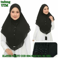 (Saiz M,L,XL,XXL) Tudung Sarung UTM Chiffon 2Layers Hitam