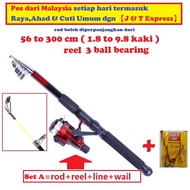 Joran Rod Pancing Fishing Rod Pole Spinning Reel Memancing Udang Ikan Kolam Sungai Laut Glass Fiber 