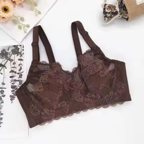 Women's Ultra-thin Large Full Cup Soft Stick Bra Brasier Mujer Brassiere Femme Black Bralette B C D 