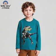 2025 Children's Clothing Boys Long-Sleeved T-Shirt Fashion Style Cartoon Dinosaur Straight Hair dst1