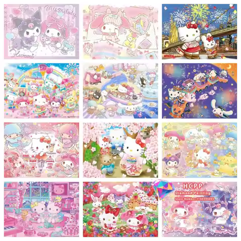 Kuromi Hello Kitty My Melody Cinnamoroll Square Round Diamond Painting Kit 5D DIY Handmade Crafts Ho