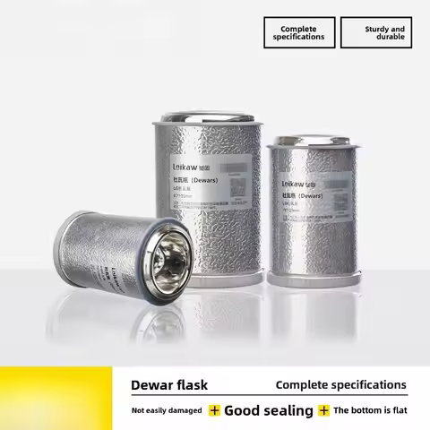 Small Straight Flat Round Dewar Flask for Liquid Nitrogen Dry Ice Lab Glassware