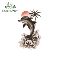 EARLFAMILY Dolphin Car Stickers Motorcycle Skateboard Storage Flask Laptop Bumer Waterproof JDM Deca