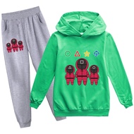 Squid Game Boys Girls Hoodie Pants Set Long Sleeve Hooded Children's Anime Soft and Comfortable Children's Sweater Hoodie + Trousers 2-piece Set PH1316A