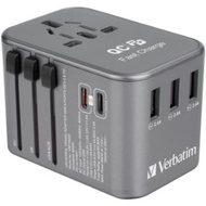 Verbatim 5 Ports QC 3.0 + PD 旅行充電器 2 Type-C + 3 USB-A 灰色 66352 香港行貨