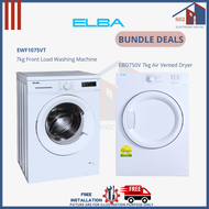 BUNDLE DEAL - ELBA EWF1075VT 7kg Front Load Washing Machine + ELBA EBD750V 7kg Air Vented Dryer - FRE STACKING KIT
