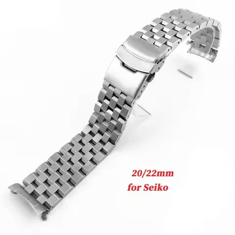 Curved End Steel Strap for Seiko SKX007 SKX009 SKX173 SKX175 Full Solid Stainless Steel Band 20mm 22