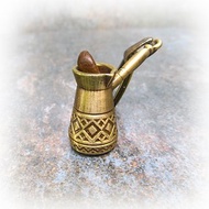 Coffee pot keychain,handmade brass keychain,coffee bean keychain,coffee pot key
