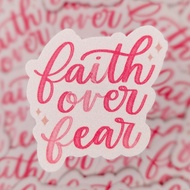 Faith Over Fear Waterproof Laptop Stickers, Vinyl Stickers, Bible Verse Stickers, Christian Sticker