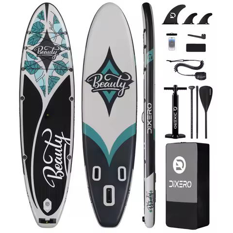 DIXERO BEAUTY BLACK Waterproof Inflatable Paddle Board 11''x33''x6''Adult Standing Style Aquatic Fis
