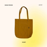 Russet Canvas Plain Multi Compartment Tote Bag for Men and Women, Loop Art