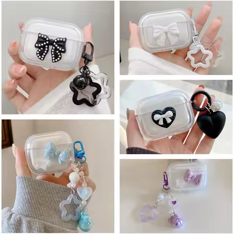 For Realme buds T100 Case Fashion Stars/Love Transparent Earphone Silicone Protect Case For realme b