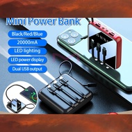 5 in 1 Mini Power Bank  Powerbank 20000 Mah  Cable Emergency Light