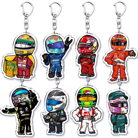 Movie Character Image Keychains for Ayrton Senna Daniel Ricciardo Charles Leclerc Accessories Bag Ba