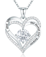 CDE Forever Love Heart Necklaces for Women, Wedding Anniversary, Birthday Gift for Wife, S925 Silver