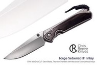 【angel 精品館 】Chris Reeve Large Sebenza 31玻璃噴砂鈦柄鑲嵌烏木MAGNACUT折刀