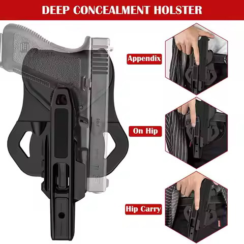 &Tactical Gun Holster Hunting Waist Pisolt Holster 9mm Gun Case with Rail for G17 9mm SW40 357