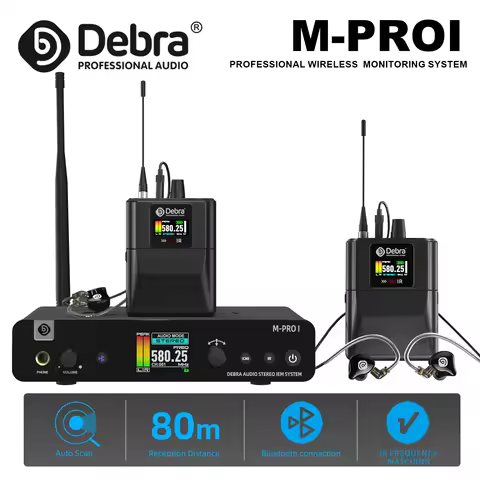 Debra M-PROI Wireless Audio System 560-690MHz Bluetooth 24bit/44.1kHz 7ms Delay 80m Range For Studio