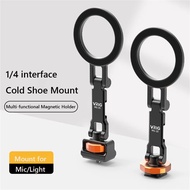 VRIG Magnetic Cold Shoe Mount Phone Holder W 1/4 Phone Tripod Mount for MagSafe  16 15 14 Samsung Ca