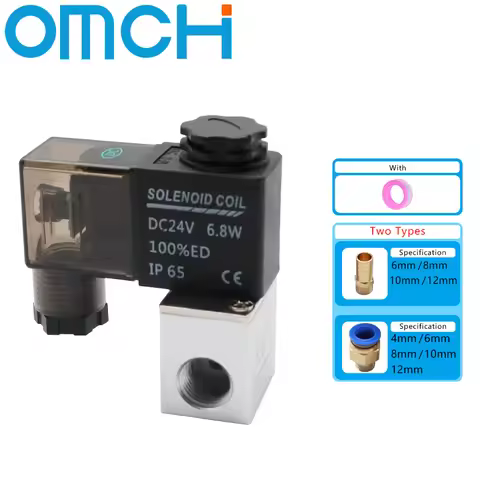 2V025-06/08 NC 1/8/1/4" Solenoid Valve DC 12V 24V Pneumatic Position Coil Alloy Internal Electric AC