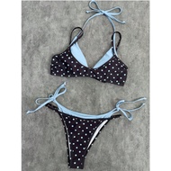 Polka dot bikini mixed with many styles 2-piece blue polka dot bikini with foam bikini set beach wea