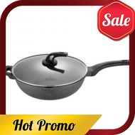 Best Seller [ LOCAL READY STOCKS ] iGOZO EPSILON 32CM NON-STICK PREMIUM GRANITE STIRFRY WOK + GLASS LID KUALI GORENG RE