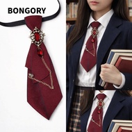 BONGORY Chain Necktie, Vintage Adjustable Bow Tie,  Metal Chain Rhinestone Womens Tie Concert