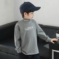 Áo giữ nhiệt cho bé trai 17-45kg áo dài tay cổ 3 phân cho bé mẫu LUCKY vải giữ ấm tốt hàng may kĩ.L