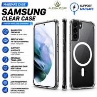 Acrylic magsafe Case For Samsung S23 S24 S25 S26 Plus Ultra Soft Case Clear support magsafe