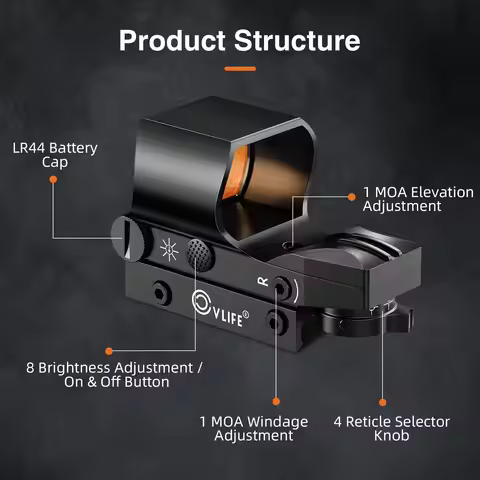 CVLIFE Reflex Sight Optic Red Dot Riflescope 4 Adjustable Reticle Scope for 20mm Picatinny Rail Abso