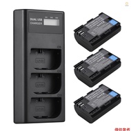LP-E6 Battery Charger 3-Slot Charger with LED Indicators Micro USB & Type C Port + 3pcs LP-E6 Batter