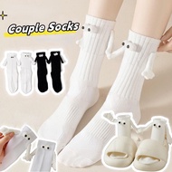 ECMLN Couples Holding Hands Socks Magnet Personality Stereoscopic Doll Cute White Cotton Hold Hands 