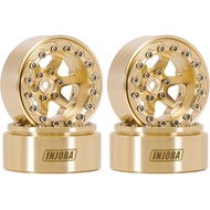 INJORA 1.3" Beadlock Wheel Brass -5.25mm Offset Rims for SCX24 TRX4M 1/24 1/18 RC Crawlers Upgrade(W
