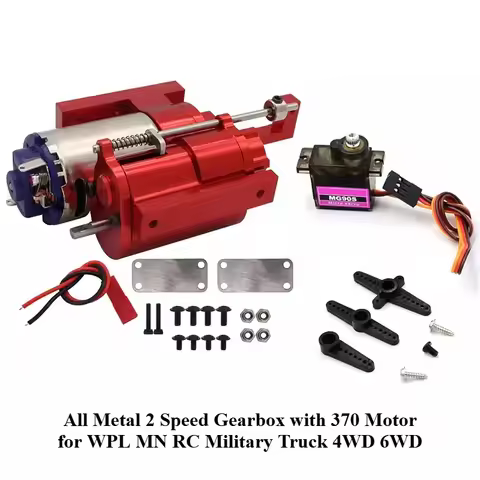 All Metal 2 Speed Gearbox with 370 Motor for WPL MN RC Military Truck 4WD 6WD High Torque Transmissi