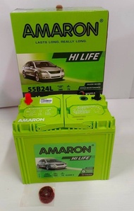 AMARON 55B24L HI-LIFE : HONDA Civic CR-V HR-V TOYOTA Vios (Gen2 Up) Altis Yaris Mazda2 เบนซิน รับประกันนาน 2 ปี แบตเตอรี่รถยนต์ใหม่! แกะกล่องใช้งานได้ทันที